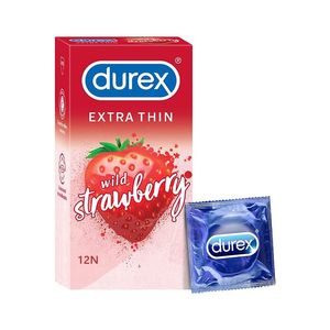 Durex Extra Thin Wild Strawberry Flavoured Condom - 12Pcs Pack(India)